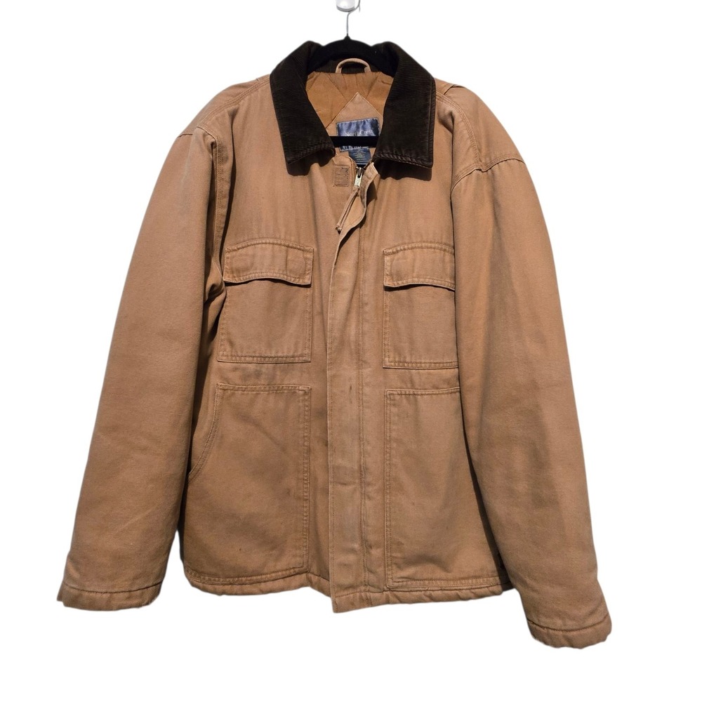 North Crest Canvas Chore Coat Mens LG Brown Thrashed Grunge Barn Jacket Pockets